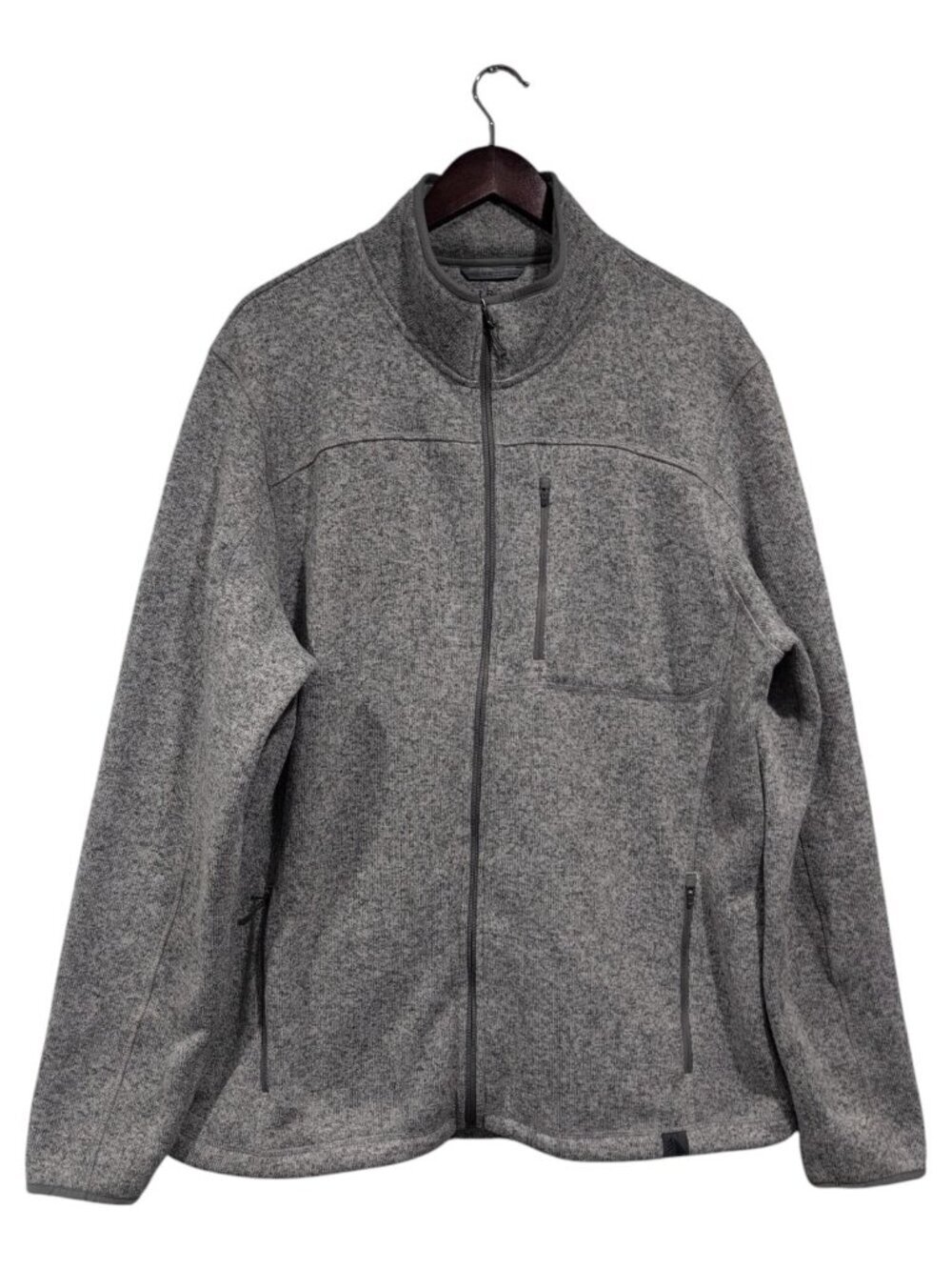L.L.Bean Sweater Fleece Jacket Men XL Tall Heather Gray Slightly Fitted Full Zip